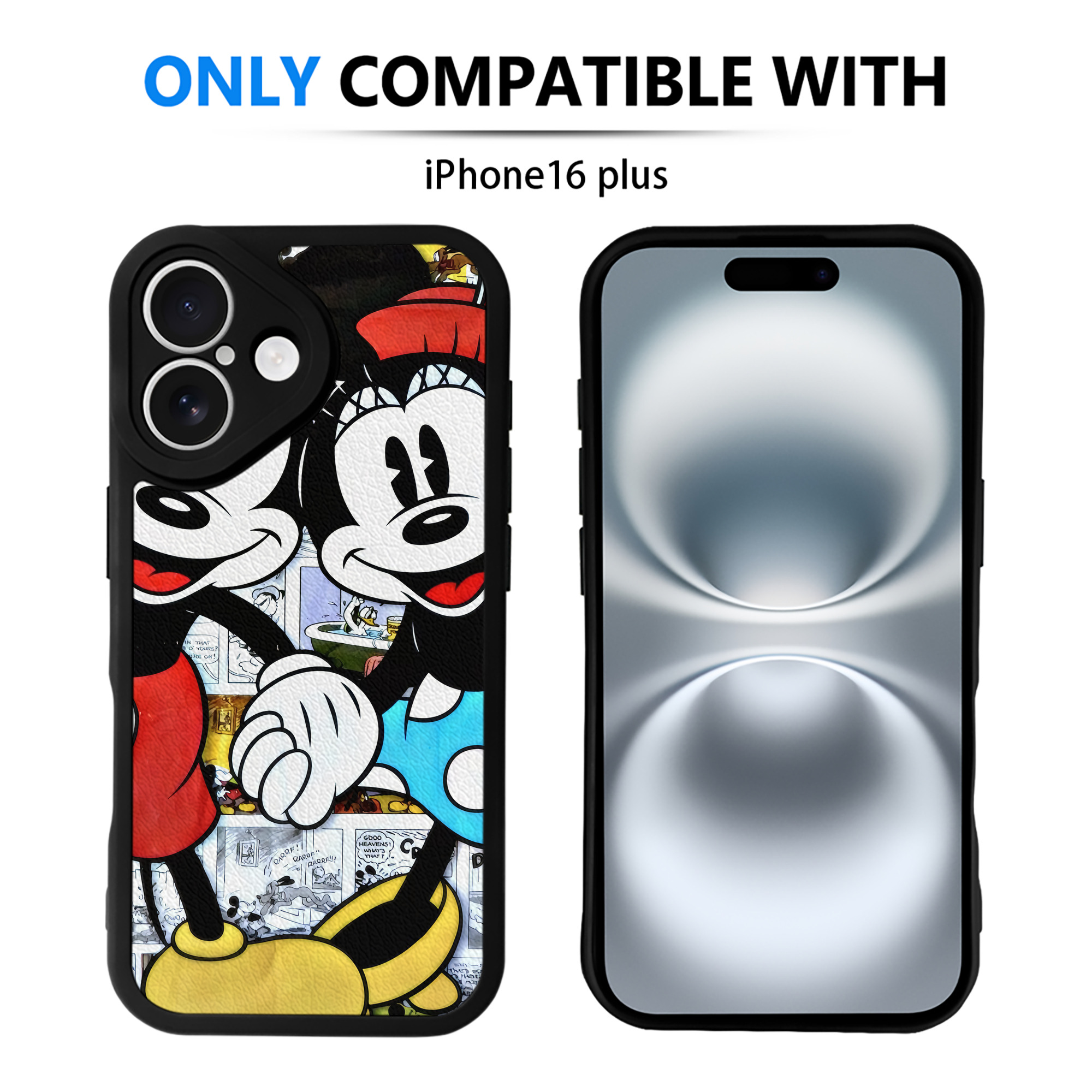 （画像用） ミッキーマウス Mickey Mouse 【iPhone 16シリーズ対応】シリコンスマホケース（レザー調） 材質：シリコン